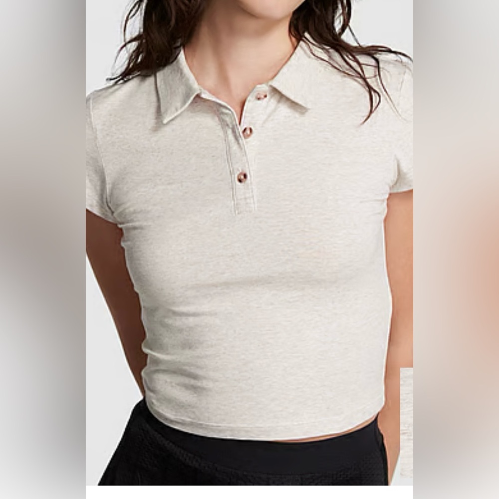 Cotton Short-Seeve Polo Crop Top